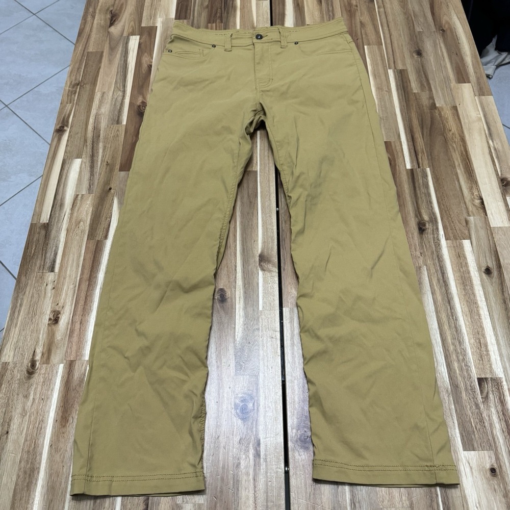 Prana Pants Mens 34x32 Slim Mustard Hiking Chino Stretch Outdoor Nature Pockets